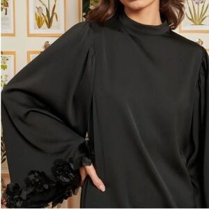 NWT Sister Jane DREAM Helena Holiday Flower Mini Black Dress Large